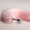White Pink Fox Tail Butt Plug RoHS Aluminum Anal Plug